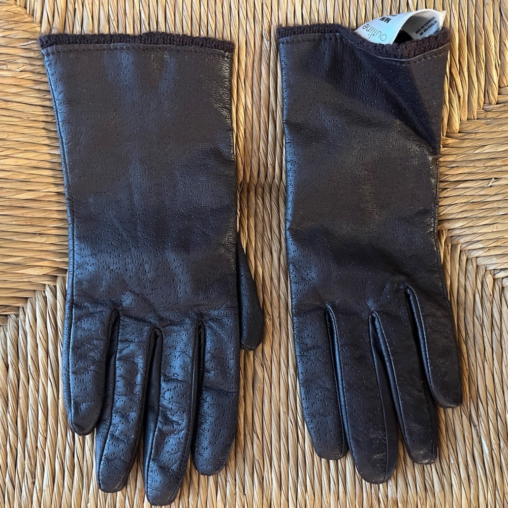 Outline Size Medium Genuine Leather Ladies Gloves, lined brown